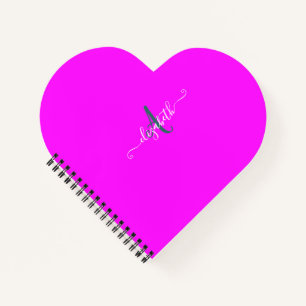 Carnet Monogramme de néon rose fluorescent