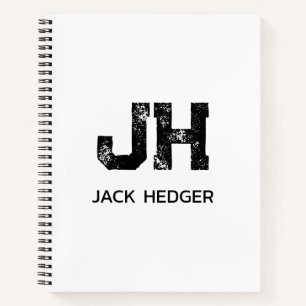 CARNET MONOGRAMME DE NOM À DEUX LETTRES NOIR MINIMALISTE