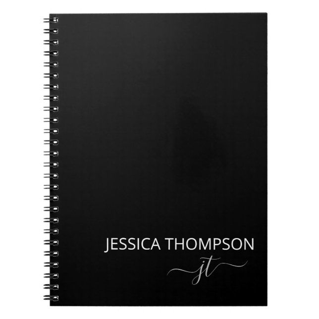 Carnet Monogramme de nom de fille de script simple noir m (Devant)