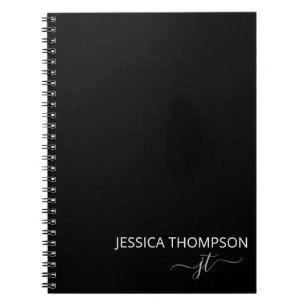 Carnet Monogramme de nom de fille de script simple noir m