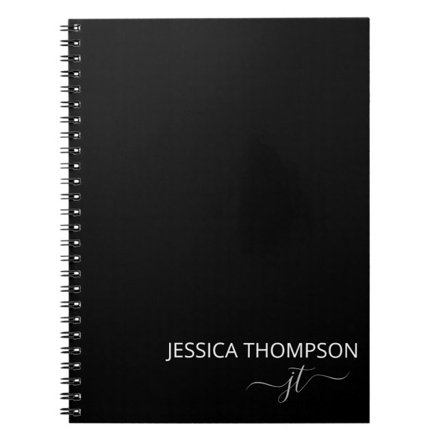 Carnet Monogramme de nom de fille de script simple noir m (Devant)