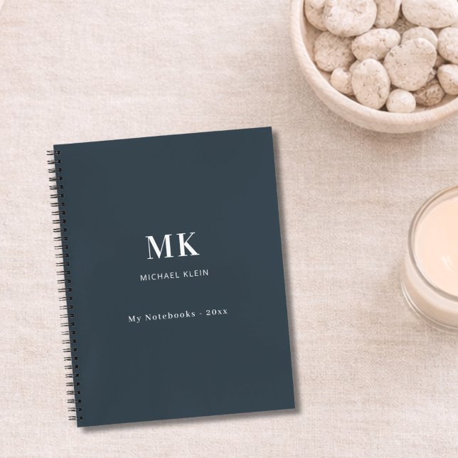 Carnet Monogramme de nom gris charbon (Créateur téléchargé)