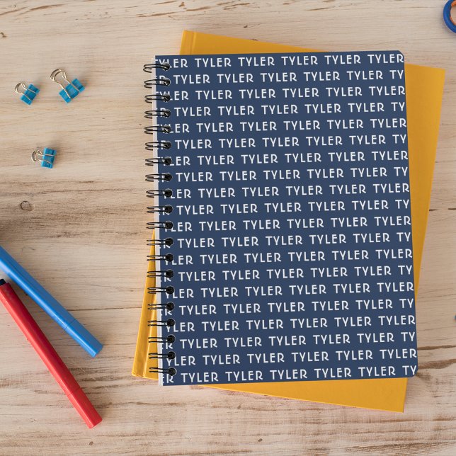 Carnet Monogramme de nom répétitif bleu (Créateur téléchargé)