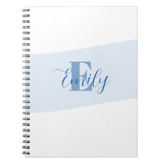 Carnet Monogramme de nom rétro bleu