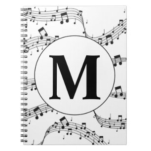Carnet Monogramme de note de musique noire et blanche