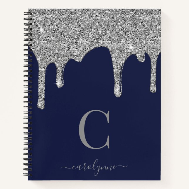Carnet Monogramme de Parties scintillant à étincelles ble (Devant)