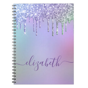 Carnet Monogramme de Parties scintillant arc-en-ciel