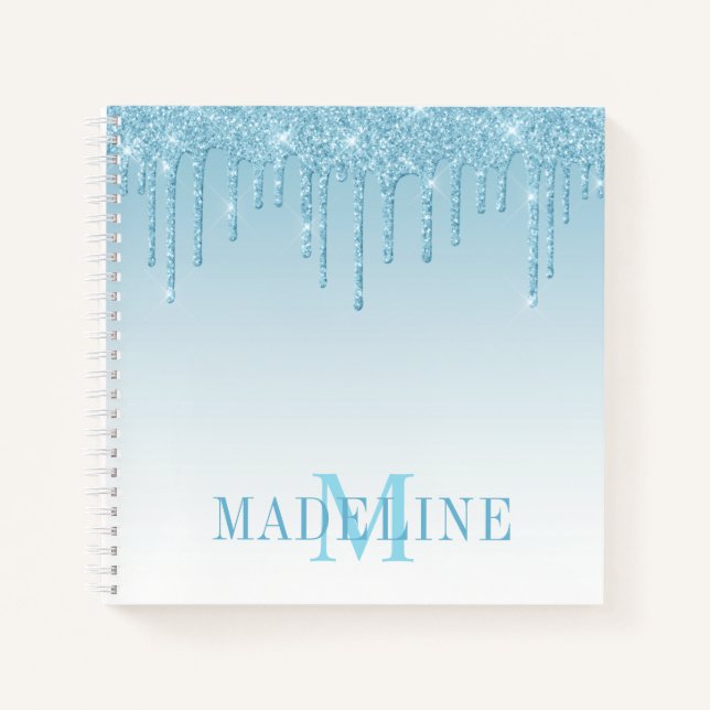 Carnet Monogramme de Parties scintillant bleu clair moder (Devant)