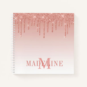 Carnet Monogramme de Parties scintillant d'or Rose modern