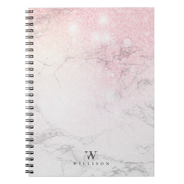 Carnet monogramme de Parties scintillant en marbre de lux (Devant)
