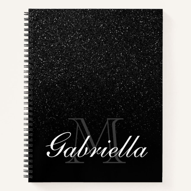 Carnet Monogramme de Parties scintillant noire (Devant)