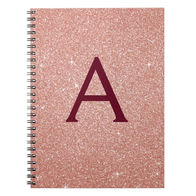 Carnet Monogramme de Parties scintillant rose en Bourgogn (Devant)
