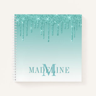 Carnet Monogramme de Parties scintillant Turquoise modern