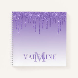 Carnet Monogramme de Parties scintillant violet moderne