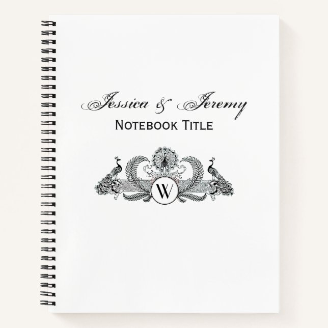 Carnet Monogramme de Peacocks vintages (Devant)