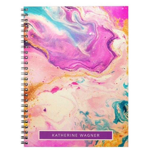 Carnet Monogramme de peinture rose Abstrait (Devant)