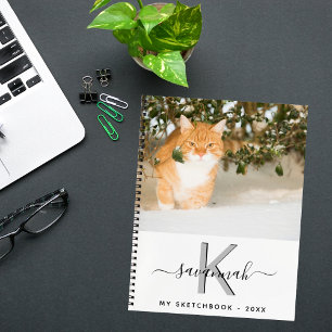 Carnet monogramme de photo de chat Sketchbook