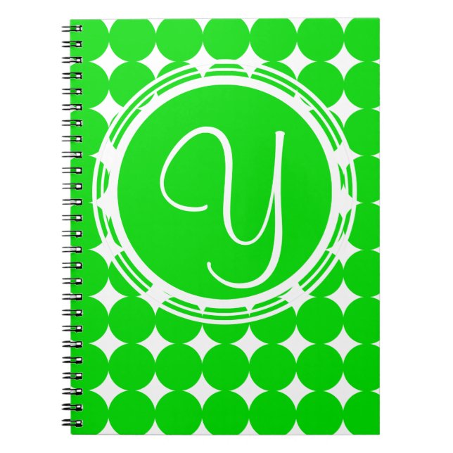 Carnet Monogramme de point de polka vert (Devant)