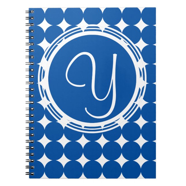 Carnet Monogramme de point Polka Bleu (Devant)