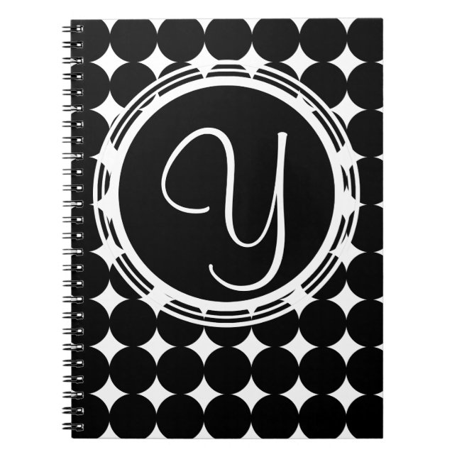 Carnet Monogramme de point Polka Noir (Devant)