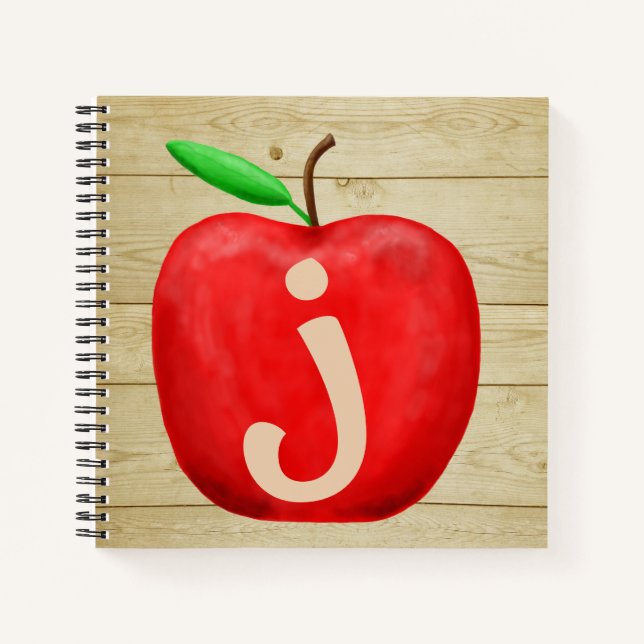 Carnet Monogramme de pomme rouge (Devant)