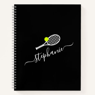 Carnet Monogramme de raquette de tennis personnalisé Nom