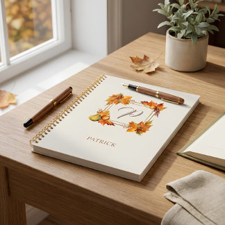 Carnet Monogramme de récolte d'automne personnalisé