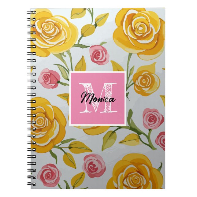 Carnet Monogramme de roses jaunes (Devant)