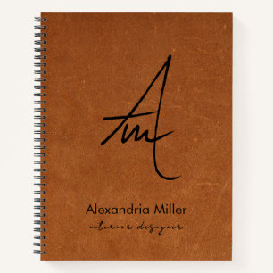 Carnet Monogramme de script brossé moderne