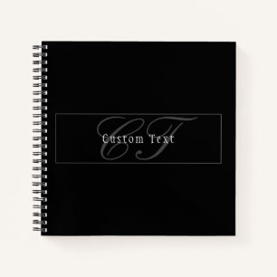 Carnet Monogramme de script élégant modifiable Noir Gris