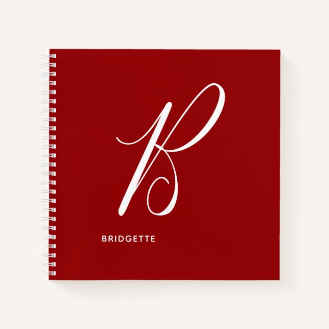Carnet Monogramme de script moderne Initiale B Rouge (Devant)