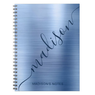 Carnet Monogramme de signature en métal bleu moderne
