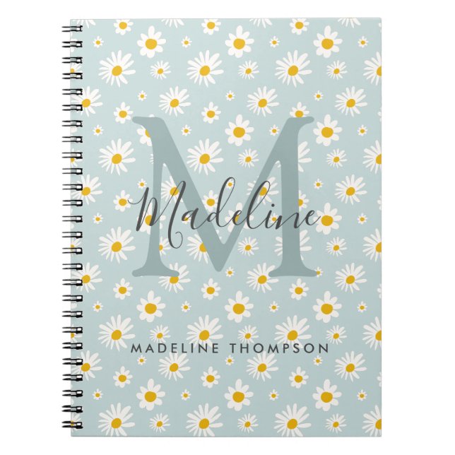 Carnet Monogramme de style chic minimal Daisy sarcelle Sc (Devant)