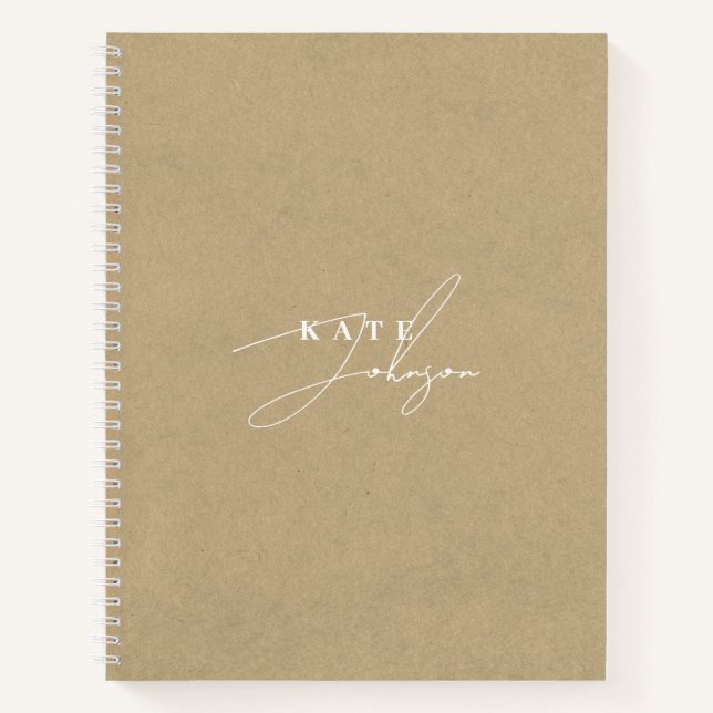 Carnet Monogramme de style rustique kraft signature scrip (Devant)