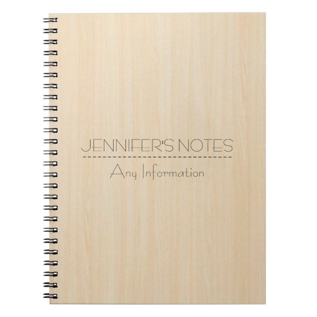 Carnet Monogramme de texture de grain de bois (Devant)
