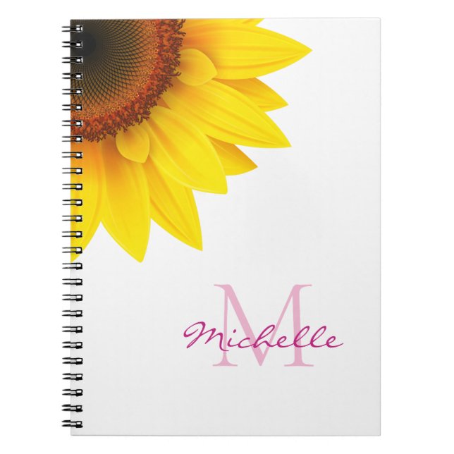 Carnet Monogramme de tournesol personnalisé (Devant)