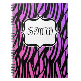 Carnet Monogramme De Zèbres Violets Et Roses