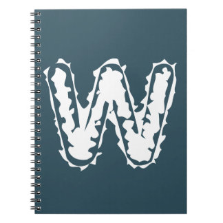 Carnet Monogramme déplaisant blanc sur bleu