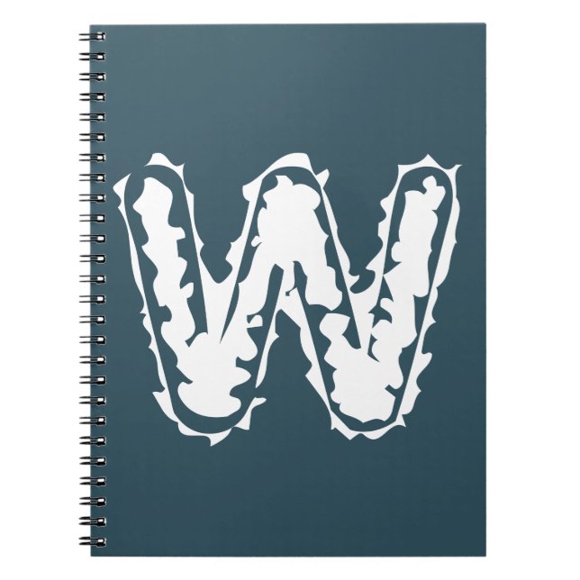 Carnet Monogramme déplaisant blanc sur bleu (Devant)