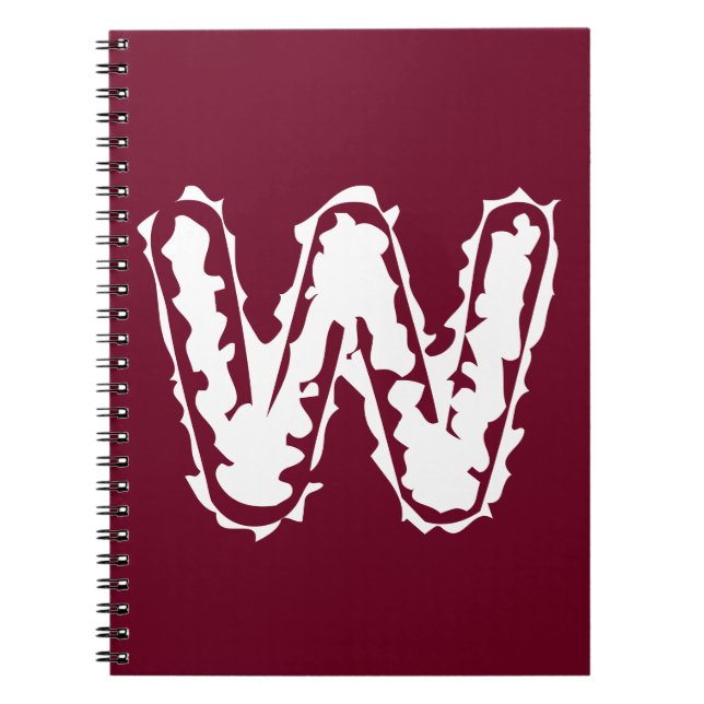 Carnet Monogramme déplaisant blanc sur rouge (Devant)