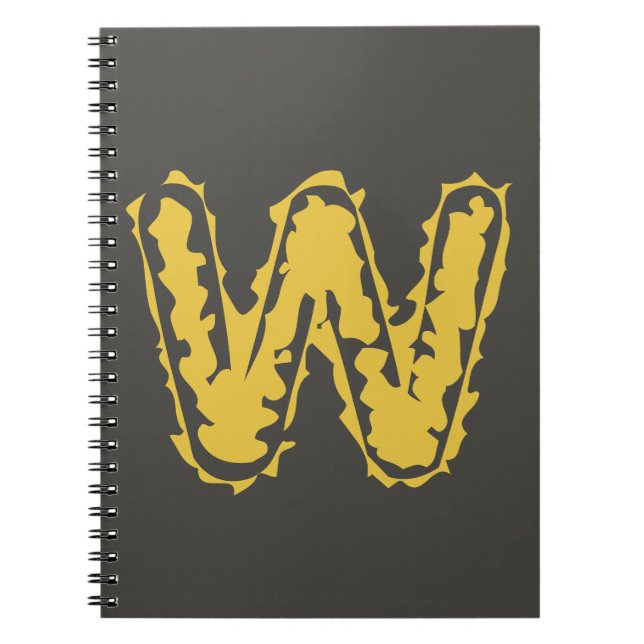 Carnet Monogramme déplaisant Moody Jaune sur gris foncé (Devant)