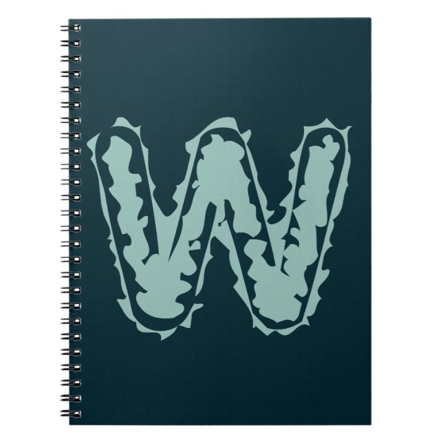 Carnet Monogramme déplaisant vert à la menthe sur bleu pr (Devant)