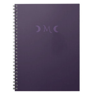 Carnet Monogramme des lunes de croissant de violet poussi