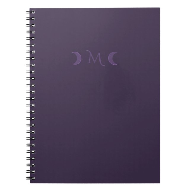 Carnet Monogramme des lunes de croissant de violet poussi (Devant)