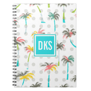 Carnet Monogramme des palmiers d'aquarelle