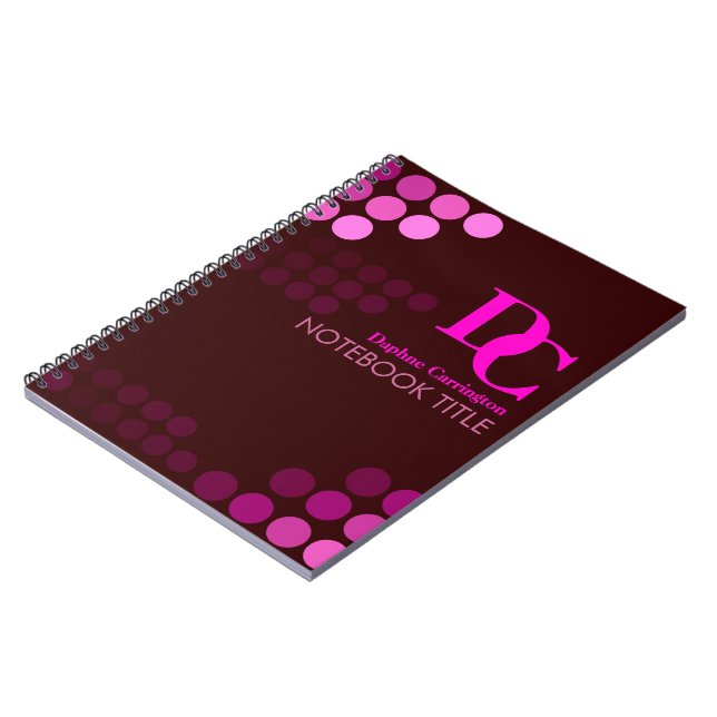 Carnet Monogramme des points roses funky de Bourgo (Côté gauche)