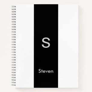 Carnet Monogramme deux tons moderne noir et blanc