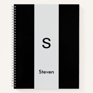 Carnet Monogramme Deux tons moderne noir et gris clair
