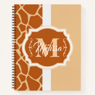 Carnet Monogramme d'impression de girafe