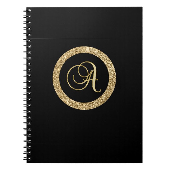 Carnet Monogramme d'or A noir, (Devant)
